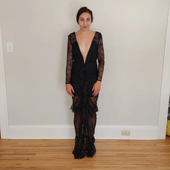 Rare Stunning For Love & Lemons Black Maxi Dress